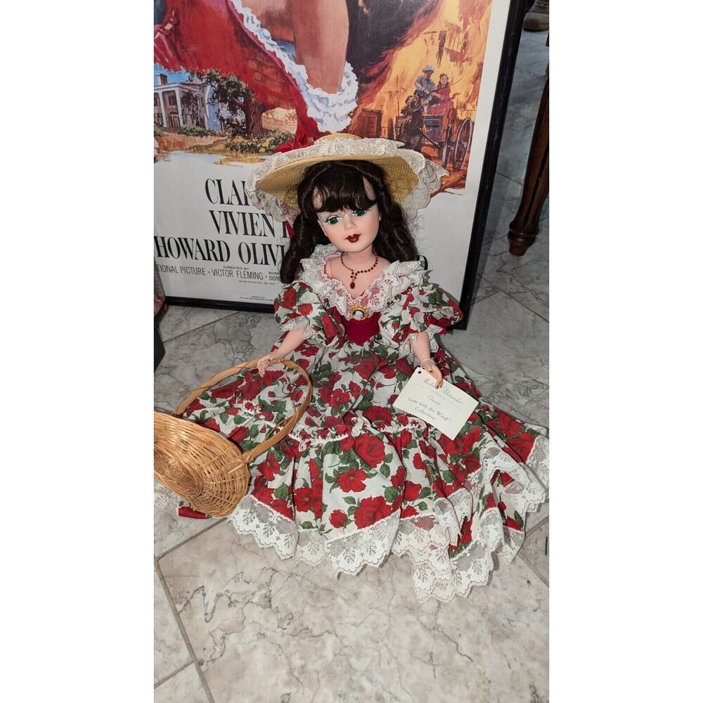 21" Madame Alexander Scarlett O`hara Doll In Rose Picnic Dress With Basket & Hat